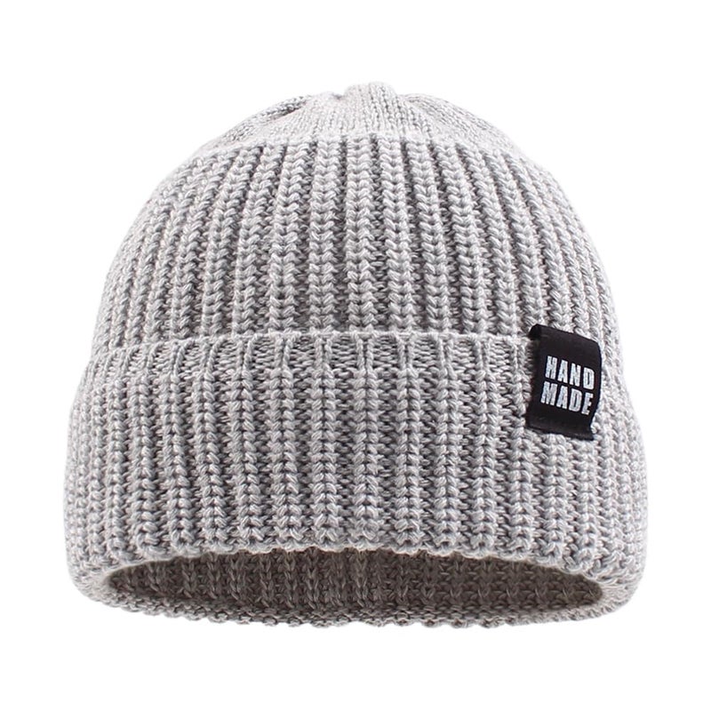 JANGANNSA Simple Knitted Baby Beanie Hip-Hop Boys Winter Hat Toddler Kids Bonnet for Girls 0-5Y (Black+Light Gray+Navy, L) - Image 3